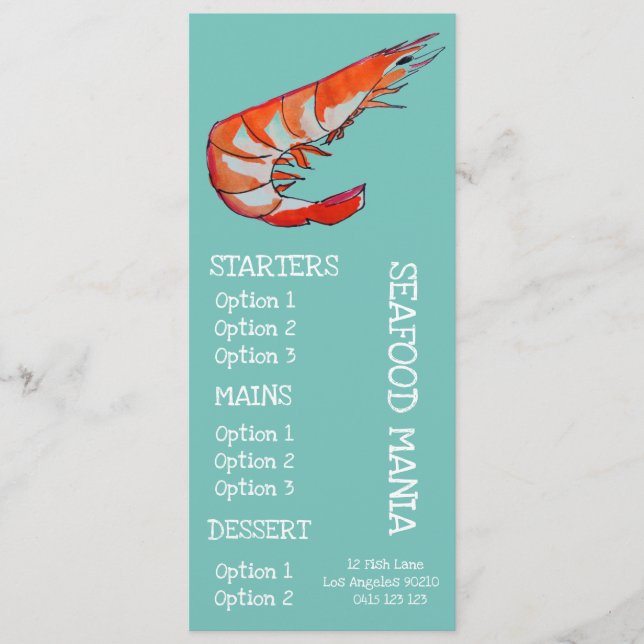 Restaurant de fruits de mer menu de dîner de poiss (Devant)
