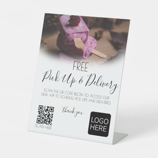 Restaurant delievery QR code Pedestal Sign (Front)