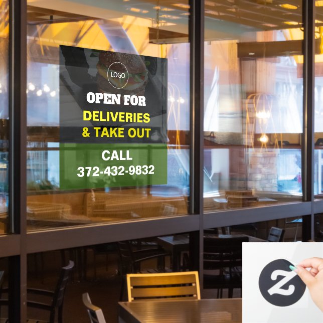 Restaurant Delivery Details Window Cling (Restaurant Window)