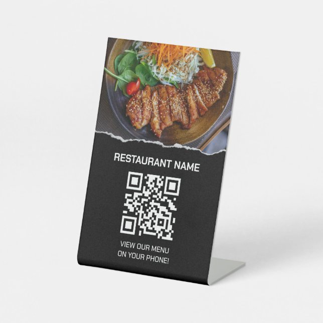 Restaurant Digital Menu QR Code Pedestal Sign (Front)