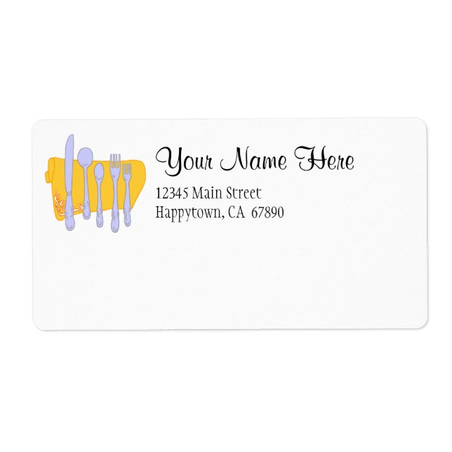 Restaurant Dinnerware Design Custom Label Template (Front)