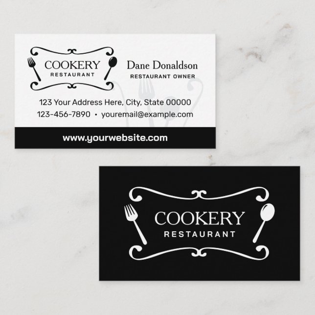 Restaurant Fork and Spoon Business Card (Front/Back)