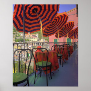 Restaurant in hillside town of Vernazza, Cinque Poster