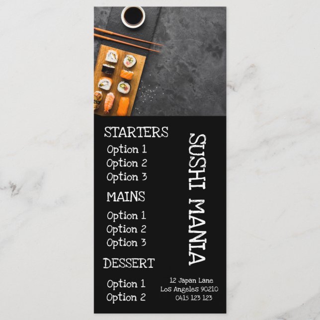 Restaurant japonais de sushi menu de dîner élégant (Devant)