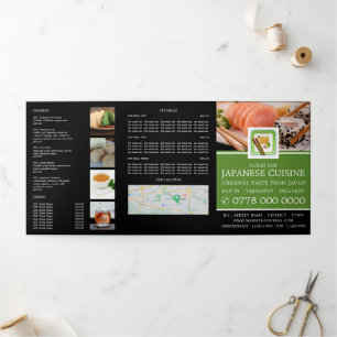 Restaurant Japonais, Menu Sushi Tri-Fold Flyer