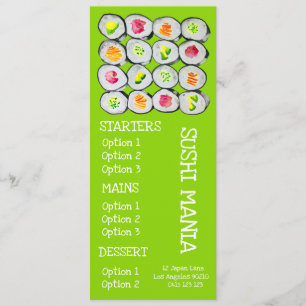 Restaurant japonais sushi wasabi menu du dîner