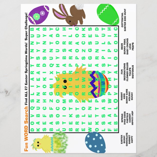 Restaurant Kids Activity Papers Easter Spring (Front)