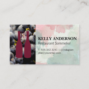 Restaurant Logo    Watercolor   Wine Grapes Business Card
