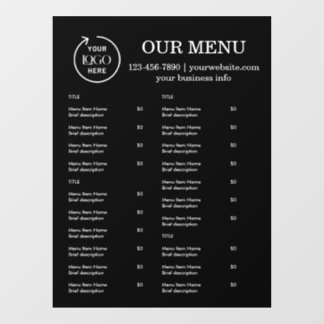 Restaurant Menu | Black Logo Cafe Menu Window Cling