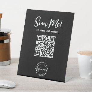 Restaurant Menu Custom QR code Scan Me Logo Pedestal Sign