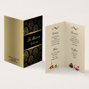 restaurant menu folded business card