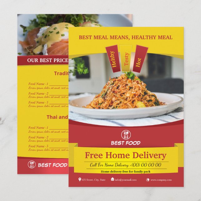 Restaurant Menu Table Tent Template (Front/Back)