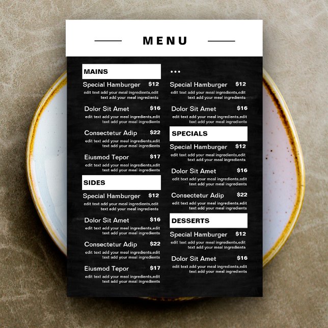 Restaurant moderne Menu Boissons | Liste de prix (Créateur téléchargé)