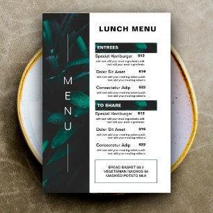 Restaurant Moderne Menu Déjeuner   Liste de prix