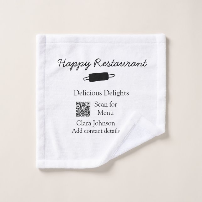 Restaurant name scan QR menu add contact details n (Gant de toilette)
