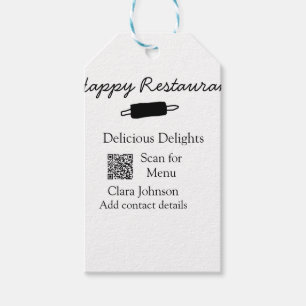 Restaurant name scan QR menu add contact details n Gift Tags