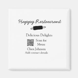 Restaurant name scan QR menu add contact details n Magnet