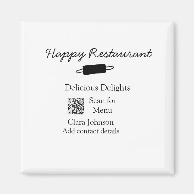 Restaurant name scan QR menu add contact details n Magnet (Front)