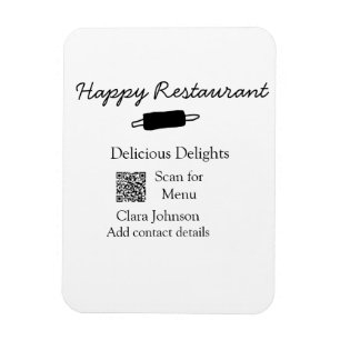 Restaurant name scan QR menu add contact details n Magnet