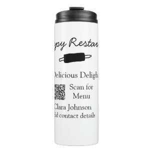 Restaurant name scan QR menu add contact details n Thermal Tumbler
