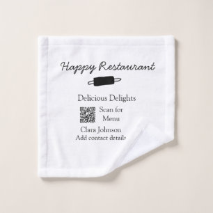 Restaurant name scan QR menu add contact details n Wash Cloth