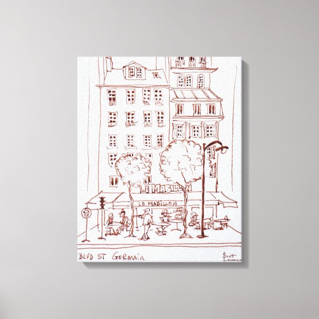 Restaurant on Boulevard | Saint-Germain, Paris Canvas Print (Front)