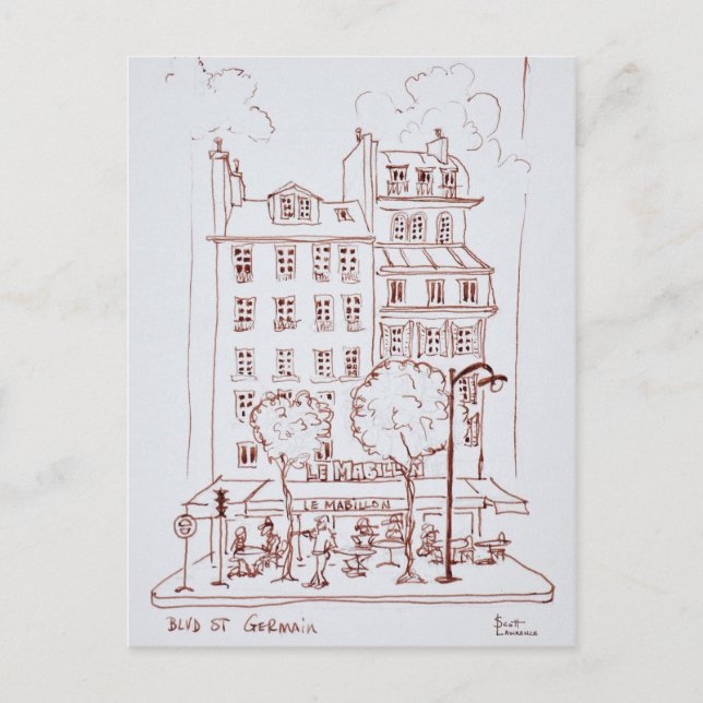 Restaurant on Boulevard | Saint-Germain, Paris Postcard (Front)