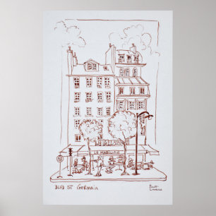 Restaurant on Boulevard Saint-Germain, Paris Poster