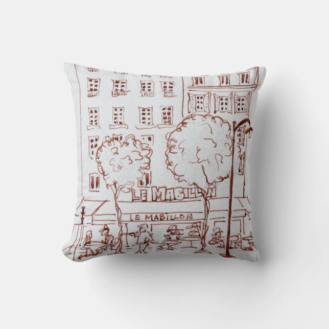 Restaurant on Boulevard | Saint-Germain, Paris Throw Pillow (Front)