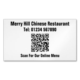 Restaurant Online Menu QR Code Magnetic Business Card
