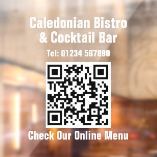 Restaurant Online Menu QR Code Window Cling