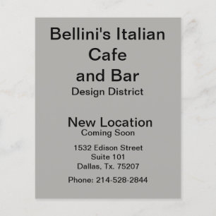 Restaurant Opening, New Location Flyer
