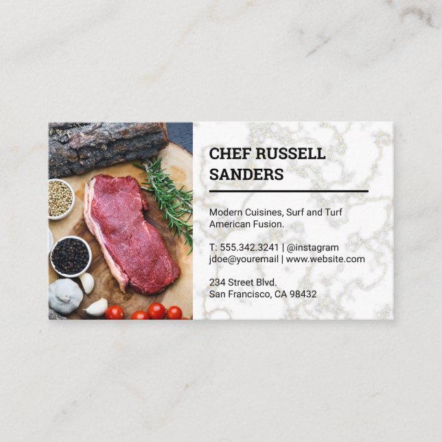 Restaurant Owner | Steak Dinner | Chef Business Card (Front)