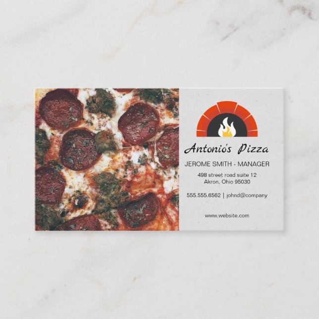 Restaurant Pizza | Carte de visite de four en briq (Devant)