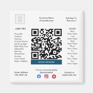 Restaurant & Pizza Shop Magnet with Menu QR Code