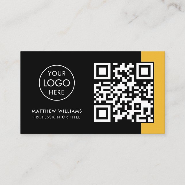 Restaurant Professional QR Code Logo Modern Business Card (Front)