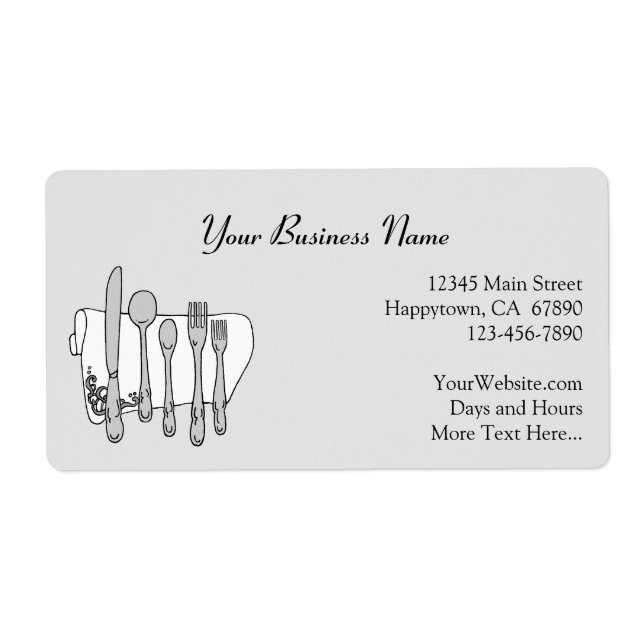 Restaurant Silverware Advertising Custom Labels (Front)
