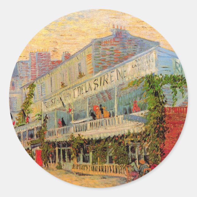 Restaurant Sirene, Asnières by Vincent van Gogh Classic Round Sticker (Front)