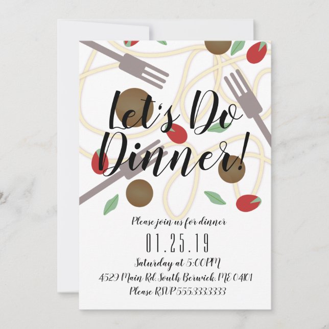 Restaurant Spaghetti Dinner Diner Italian Party Announcement (Front)