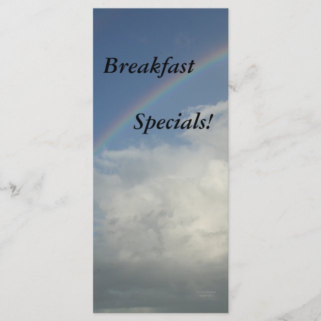 Restaurant Supplies, Breakfast Specials, Rainbow Menu (Front)