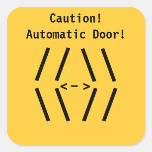 Restaurant Supplies!  Caution! Automatic Door! Square Sticker