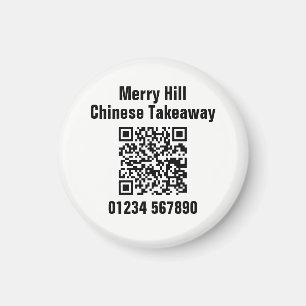 Restaurant Takeaway Online Menu QR Code Magnet