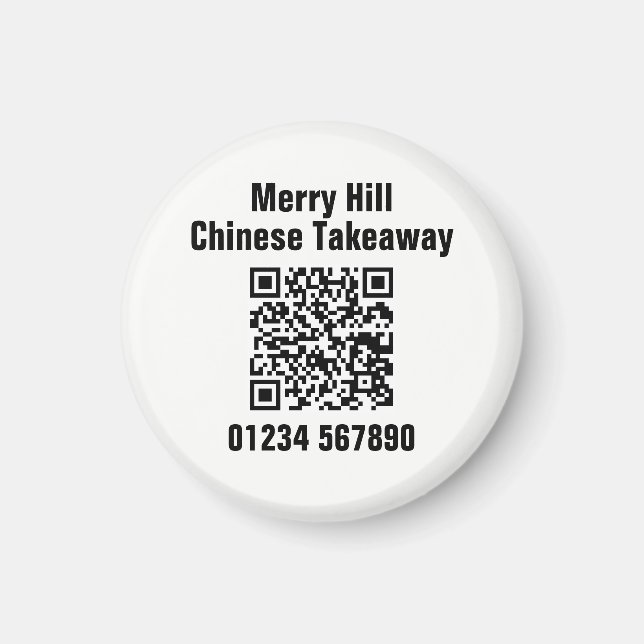 Restaurant Takeaway Online Menu QR Code Magnet (Front)