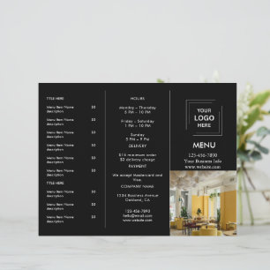 Restaurant Takeout   Black Modern Photo Menu