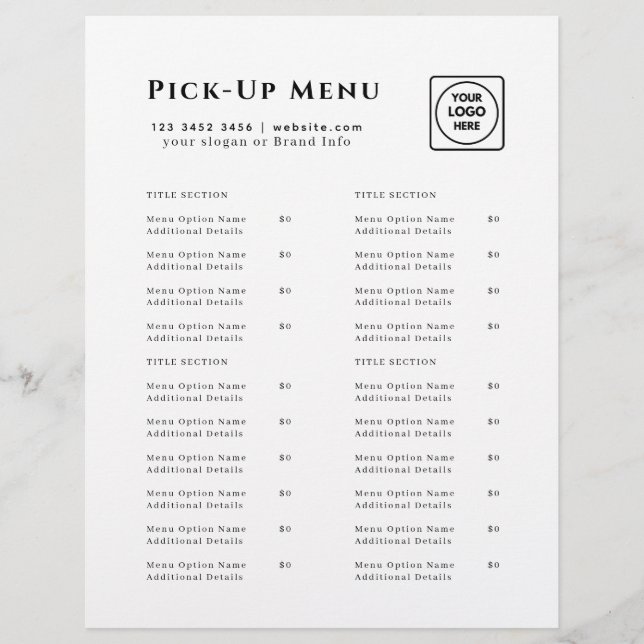 Restaurant Takeout Logo | Minimalist Catering  Flyer (Front)