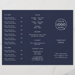 Restaurant Takeout Menu Reprise du logo bleu mar