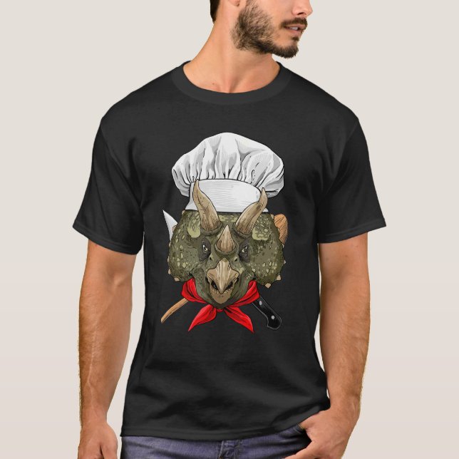Restaurant Triceratops Chef Cook Kitchen Cooking   T-Shirt (Front)