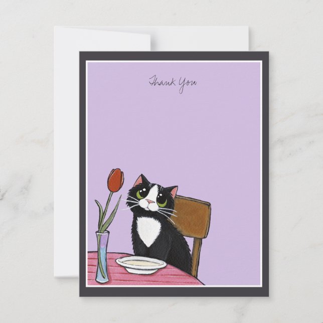 Restaurant Tuxedo Cat Thank You Card (Front)
