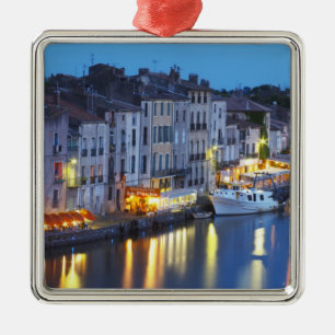 Restaurants along the l'Herault river. L'Herault 2 Metal Ornament