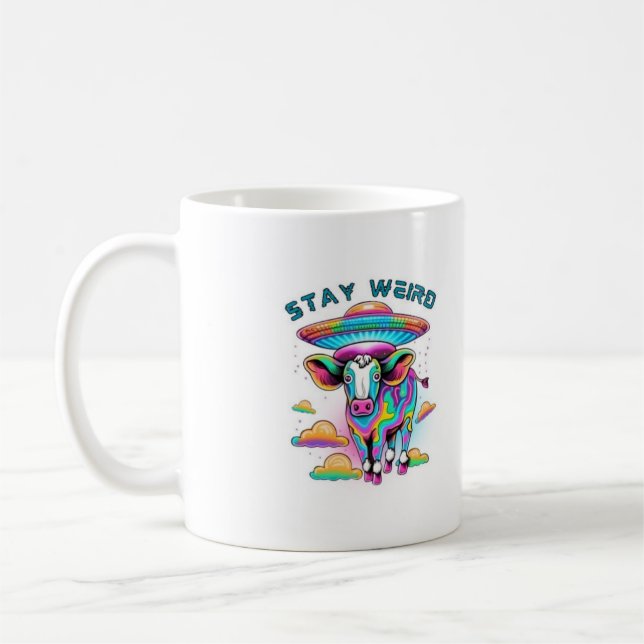 "Restez bizarre" OVNI Cow Mug (Gauche)